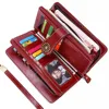 2022 Leather Women Wallets Name Engraving Genuine Leather Female Wallets Large High Quality Fashion Photo Holder Women Purse 4