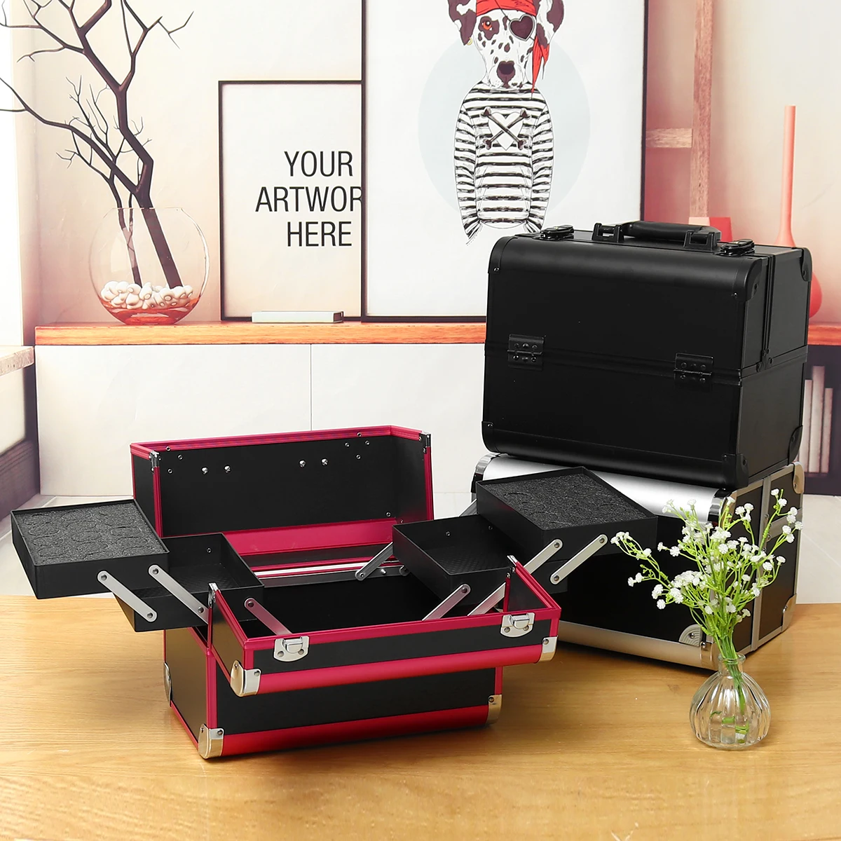 Portable Professional Cosmetic Bag Suitcases For Cosmetics Large Capacity Women Travel