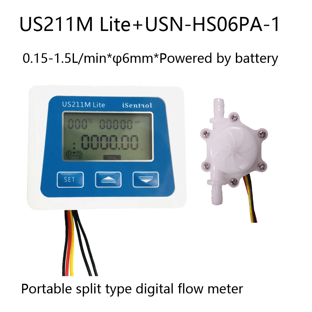 Medidor de fluxo digital portátil us211m lite,
