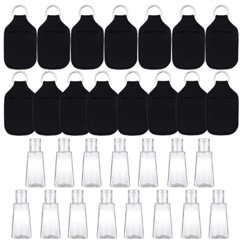 

New Key chains Reusable 30ml Empty Sanitizer Hand Soap Perfume Container Holder with Keychain Carriers Refillable Travel Bottle