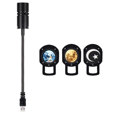 Moon Projector Lamp Bracket Night Light Moon Lamp USB Rotatable Christmas Gift Room Decoration Projector Light