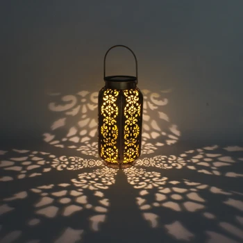 

Garden Solar Iron Wind Light Retro Money Hole Hollow Wind Light Garden Lantern Outdoor Waterproof Wireless Night Light Path Led