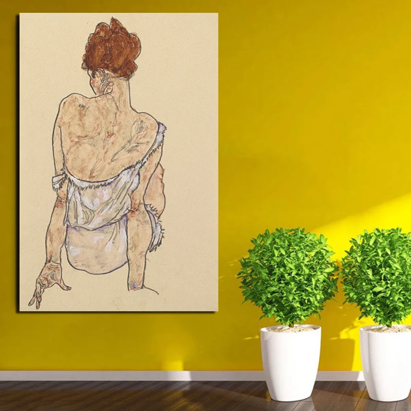Картина на холсте Egon Schiele сидящая женщина принт украшение для гостиной