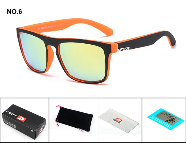 DUBERY Polarized Sunglasses Men's Aviation Driving Shades Male Sun Glasses For Men Retro Cheap Luxury Brand Designer Oculos 731 - Цвет линз: 6