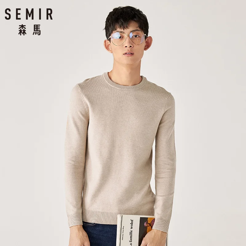 Semir пуловер, свитер для мужчин, молодой Зимний круглый вырез, корейский свитер, тонкий эластичный мягкий свитер для мужчин