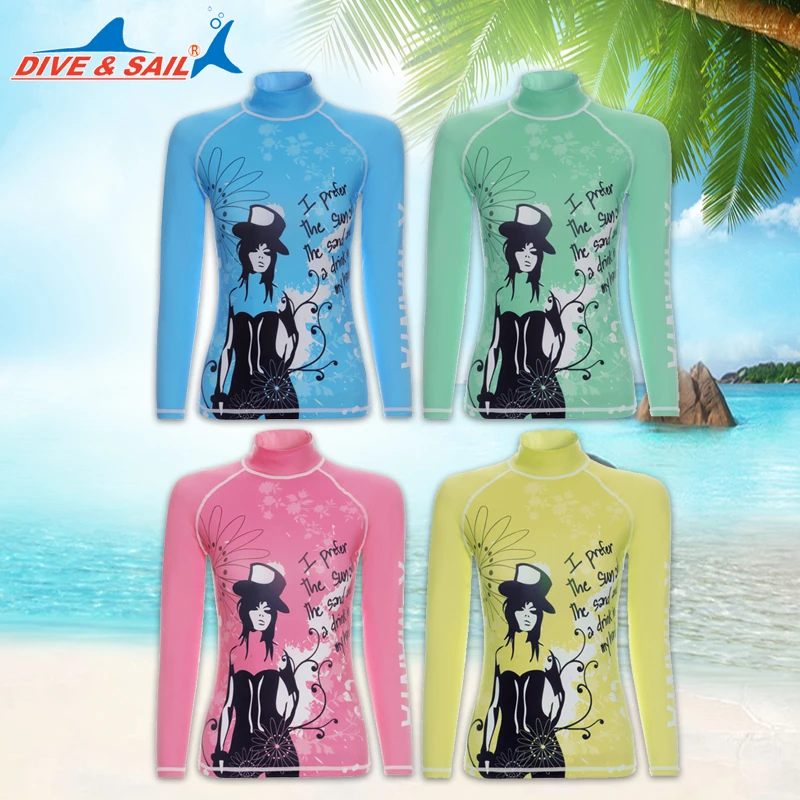 Женская рубашка с длинным рукавом Dive & Sail из лайкры защитой UPF для серфинга|clothes