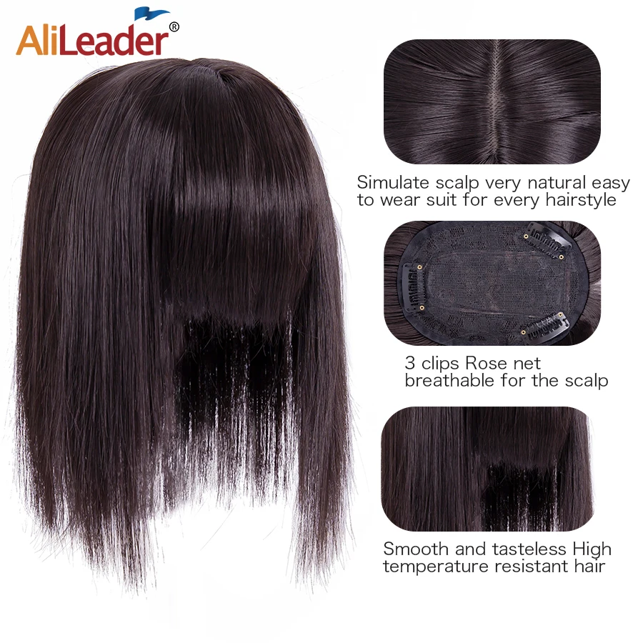 Hair Extensions Synthetic Clip In Hairpiece Fake Hairpieces 3 Clip In One Piece Hair Extension Soft Hairpieces With Bangs For Women