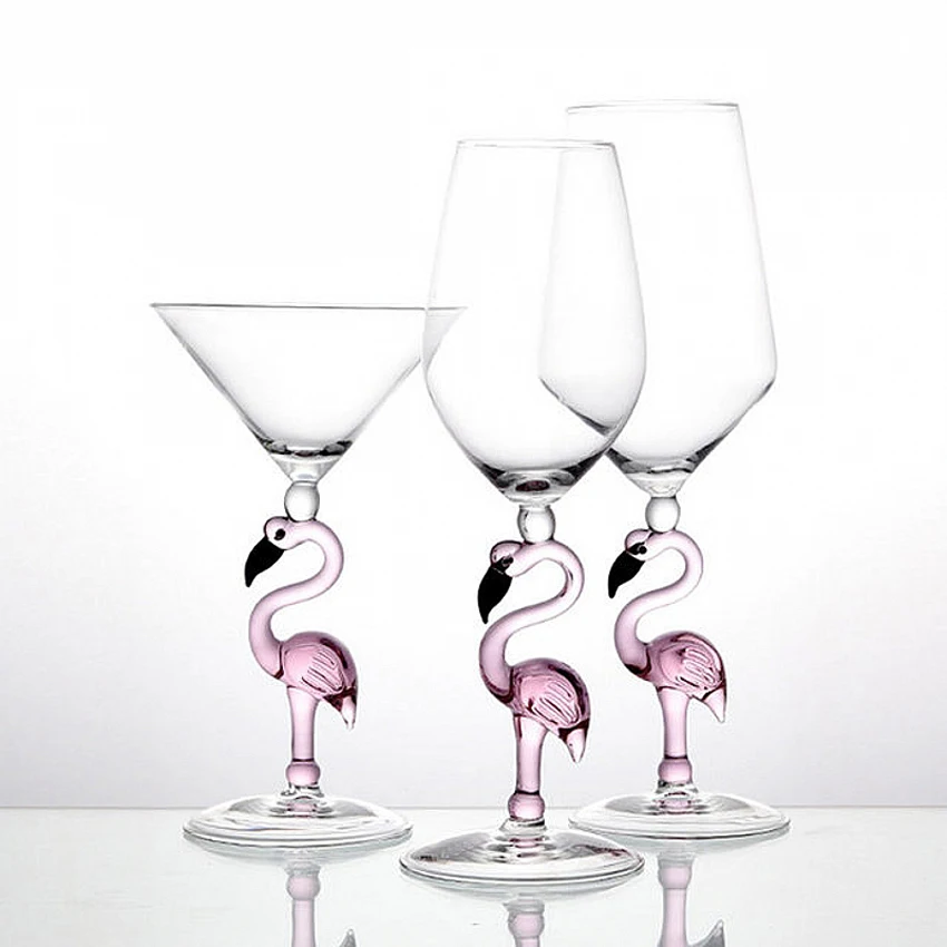 2pcs Luxury Creative Flamingo Crystal glasses Cocktail Glasses Champagne glasses wine cup Bar Hotel Party Wedding Grace cup