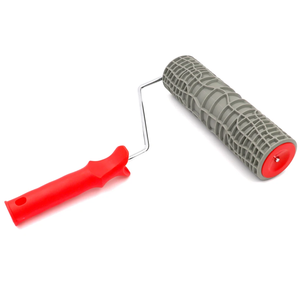 Rubber Paint Roller with Handle Wood Pattern Graining Knurling Wall Rolling Tool