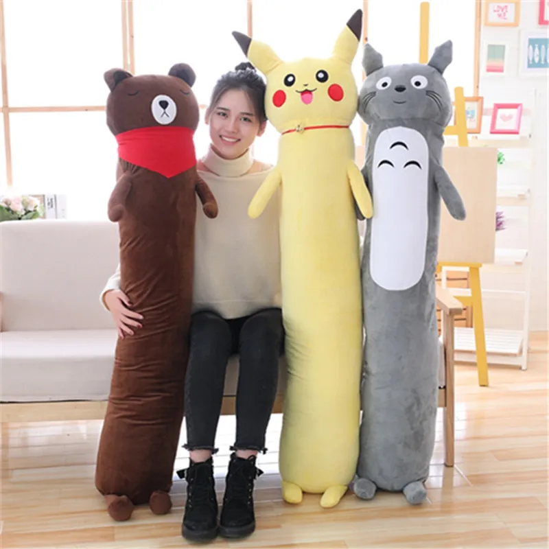 Explosion style removable plush toy long pillow cartoon anime pillow Pikachu Totoro brown bear cylindrical pillow sofa cushion