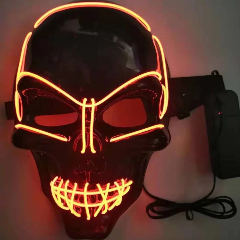 Halloween EL Glowing Mask The Purge Mask Fluorescent Mask Scary Mask For Halloween Theme Party Bar Show Cosplay Purge Movie - Цвет: E