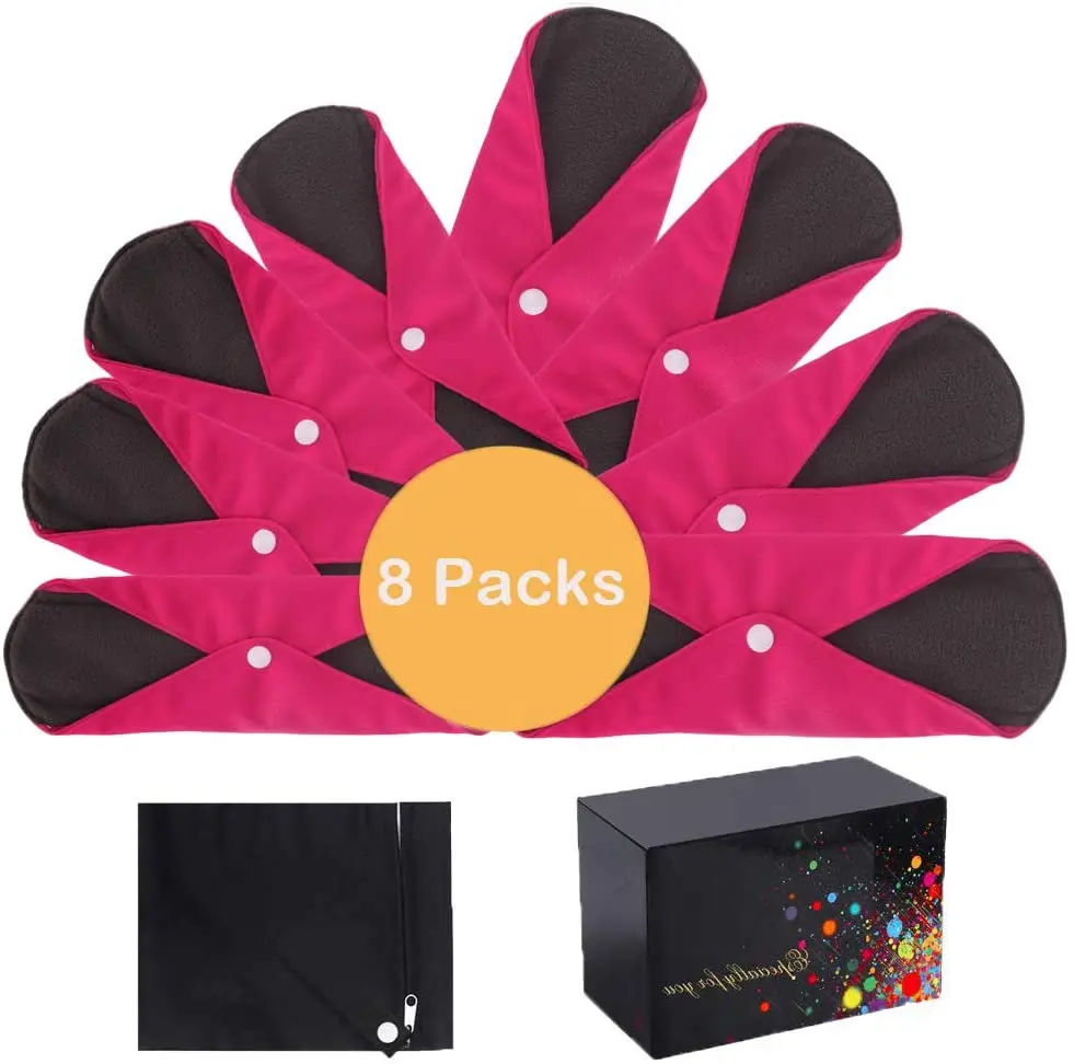 Sanitary Pads Reusable Organic Bamboo Waterproof Absorbent Reusable Washable Lady Sanitary Napkin Pad Large Flow Menstrual Pad photo