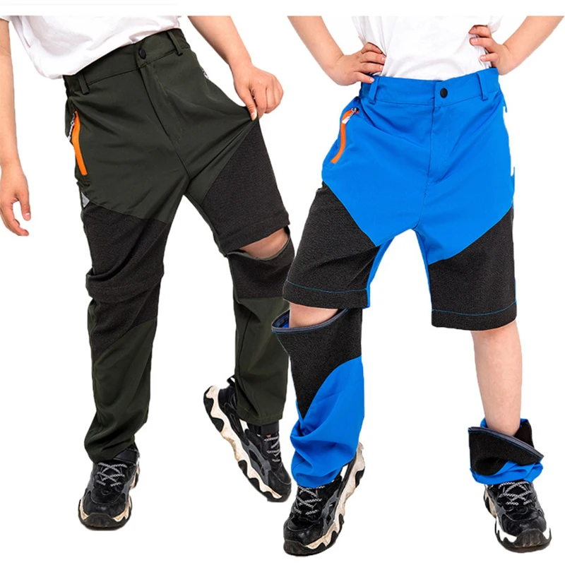 Children Detachable Hiking Pants Kids Waterproof Quickdrying Trousers