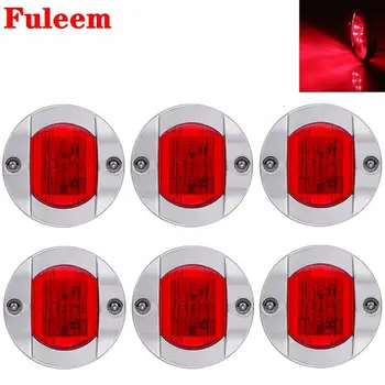 

Fuleem 12V 6PCS Round Chrome Bezel Clearance Marker Light 6 LED Red Side Marker Light For Truck SUV Boat Waterproof