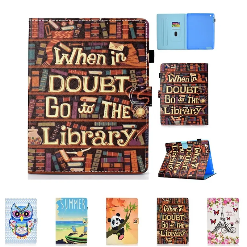 

Flower Tower Beach Panda Pattern Case for Apple iPad 2 3 4 Card PU leather Case Cover With Smart Stand Holder for iPad 2/3/4 New