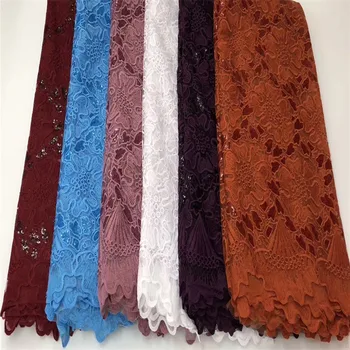 

2019 Milk Tulle African Lace Fabric New Nigerian Embroidered Laces With sequins High Quality French Lace Fabric For Wedding