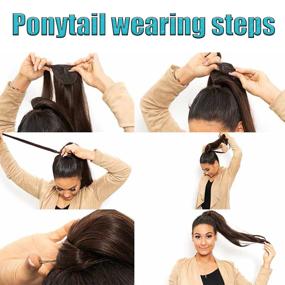 MERISIHAIR Synthetic Long Straight Wrap Around Clip In Ponytail Hair Extension Heat Resistant Pony Tail Fake Hair fake hair extensions