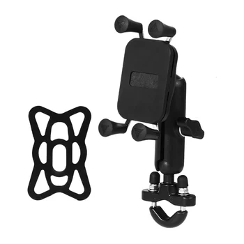 

Motorcycle Cell Phone Holder Handlebar Rail Mount Rear View Mirror Holder Universal X Grip Bracket Stand for Mobile Devices