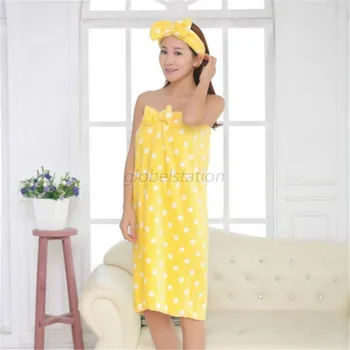 

9 color Women Absorbent Microfiber Bow Shower Body SPA Bath Wrap Towel Bath Robe