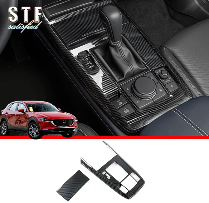 

Carbon Fiber Style Interior Gearshift Knob Cover Trim Panel For Mazda Cx-30 Cx30 2020 2021 Car Accessories Stickers