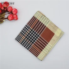 Носовые платки Женские полосатые клетчатые простые элегантные дамское карманное квадратное полотенце винтажное модное повседневное высокое качество хлопок новинка