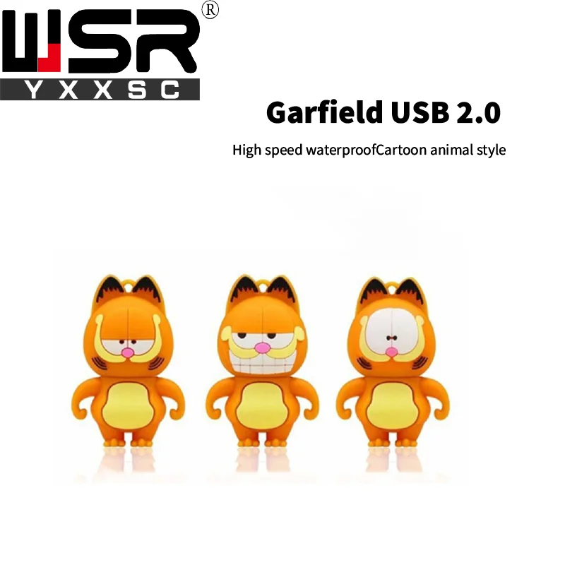 Usb2 0 memory stick garfield 32gb 64gb 128gb silicone cartoon thumb drive usb 4gb 8gb 16gb 1