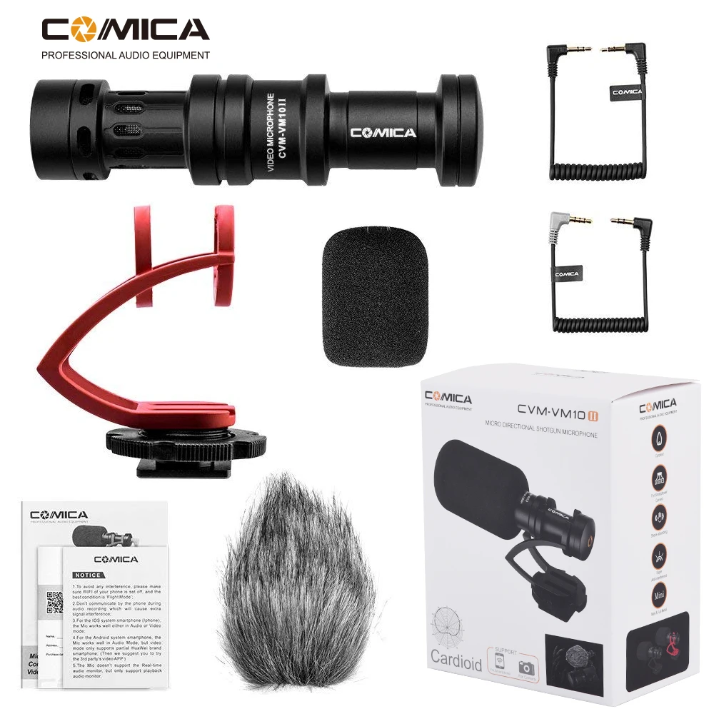 

COMICA New Version CVM-10II Full Metal MINI on-camera case no included Video Microphone with Shock-Mount for Smartphone, Gopro