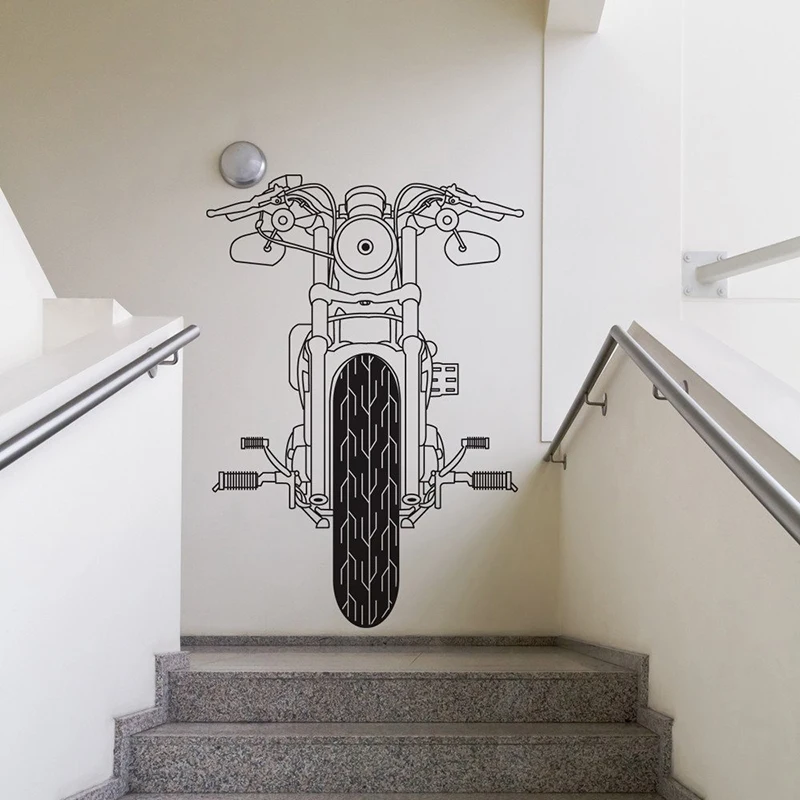 Large Vintage Front Of Motorcycle Wall Sticker Entrywayt Playroom Racing Motorbike Car Wall Decal Bedroom Kids Room Vinyl Decor (1)