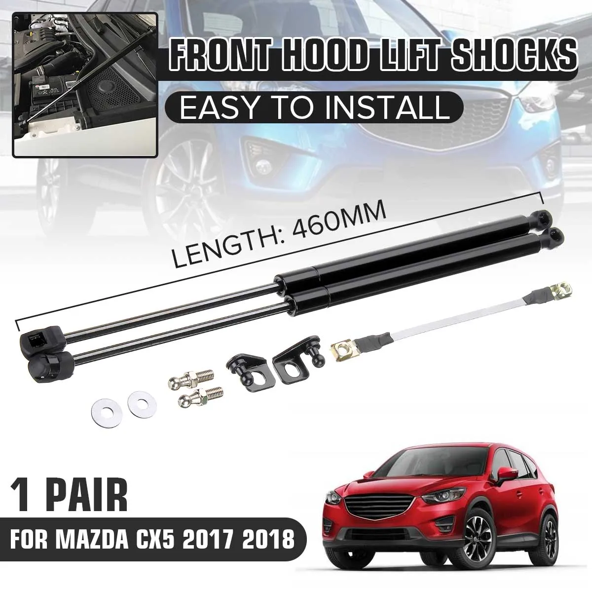  Car Engine Cover Supports Struts Rod Front Bonnet Hood Lift Hydraulic Rod Strut Spring Shock Bar fo
