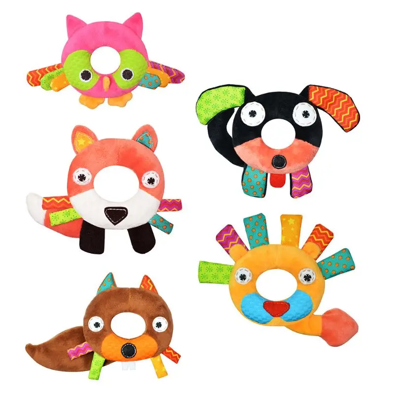 

Baby Boy Girl Animal Pattern Cartoon Hand Bell Ring Rattles Soft Lovely Plush Infant Toy Kids Handbells