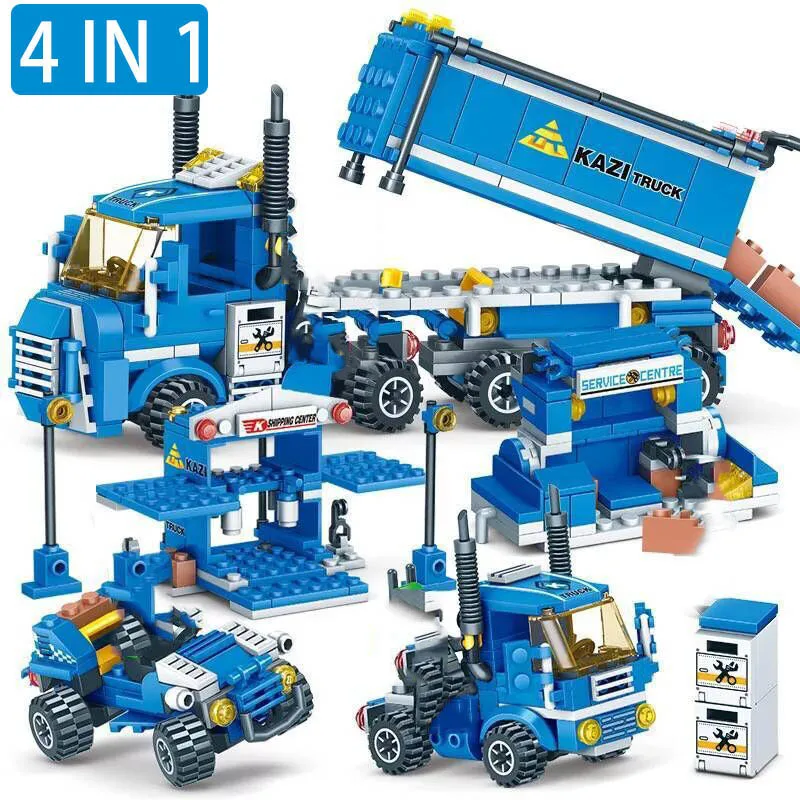 

4 IN 1 KAZI compatible legoed city blocks creator Van Trucks sets car figures constructor model building bricks petrol station