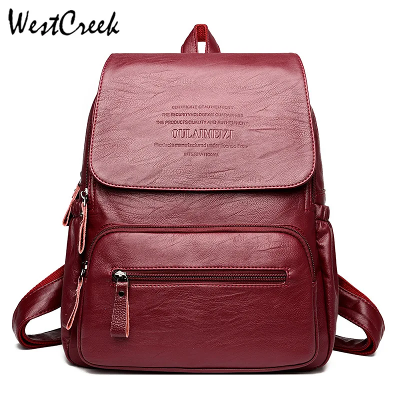 Винтажные кожаные рюкзаки бренда WESTCREEK Женская дорожная сумка через плечо рюкзак