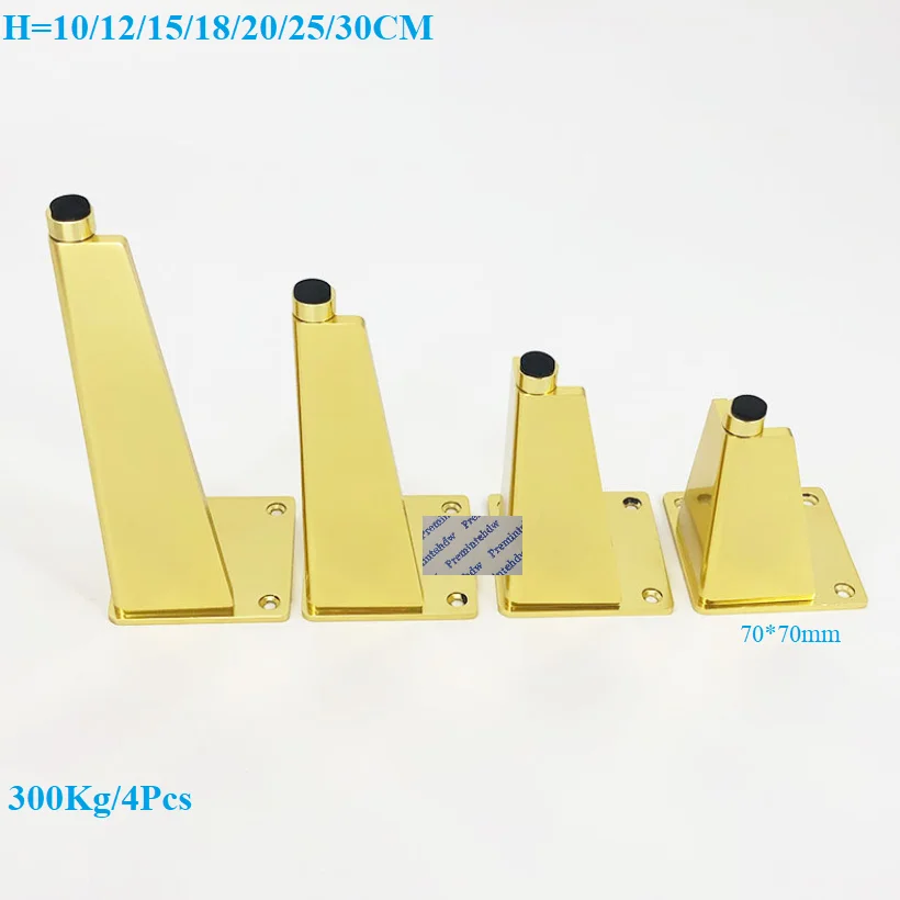 4Pcs Matte Black Gold Aluminum Alloy Furniture Cabinet Leg With Leveling Feet Leveler