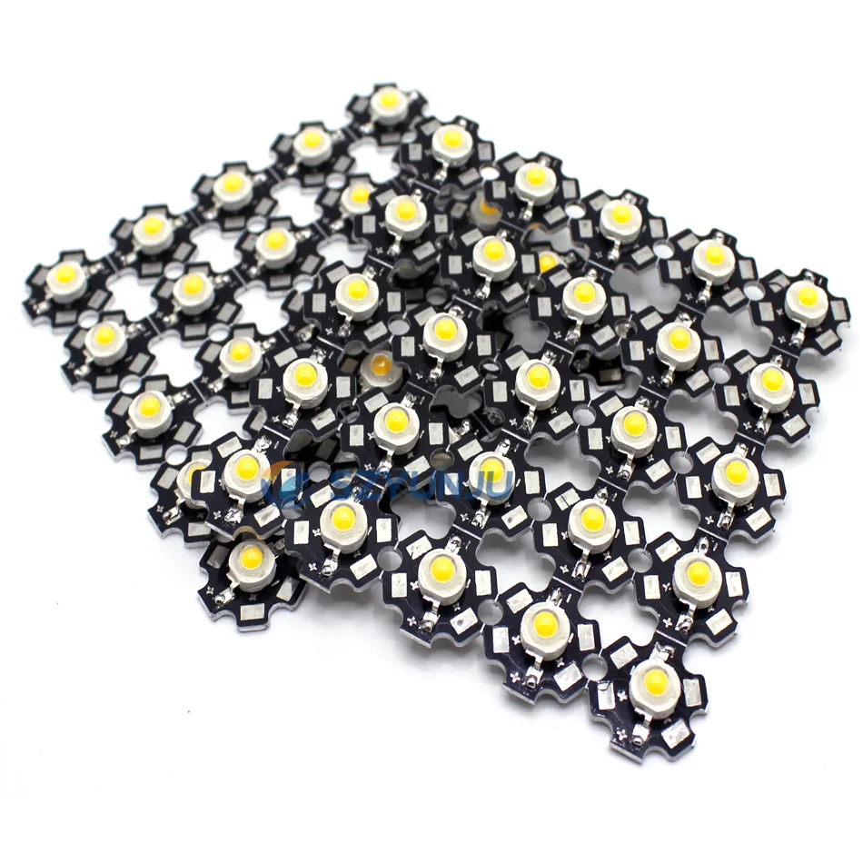 Pack of 10 High Power LED Lights with 20mm Star PCB - Multi-Color and White Options