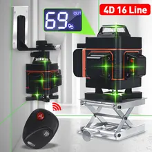 Niveau Laser 16/12 lignes 4D, affichage de la lumière verte, nivellement automatique, niveaux Laser à 360 °, croix horizontale et verticale, télécommande