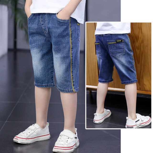 IENENS Child Jeans Shorts Summer Boys Pants Kids Soft Boardshorts Shorts Staright Casual Jeans Fit 4-11Y Young Boy Outing Wear 2