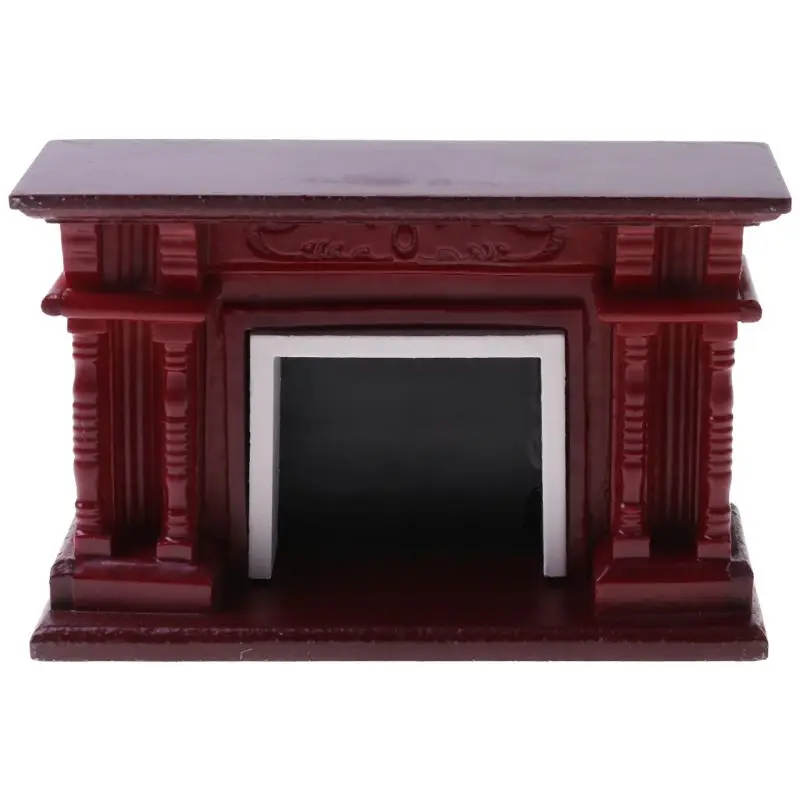 

1:12 Dollhouse Mini Mahogany Fireplace Miniature Simulation Furniture Accessory