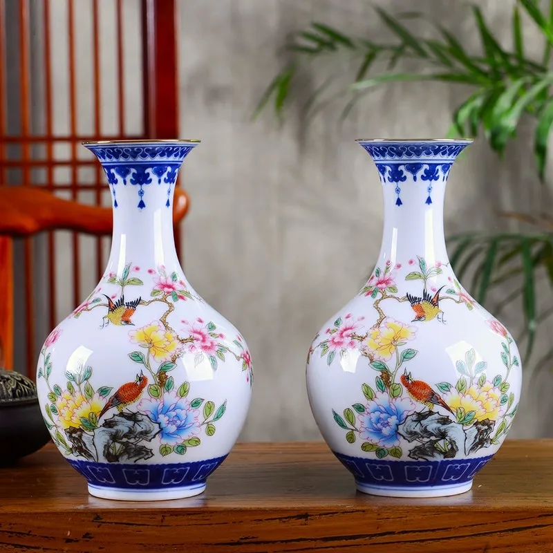 

Jingdezhen Ceramics Craft Supplies Traditional Craft Best Handmade Vase Decoration Creative Pastel Flowers and Birds 5 Models