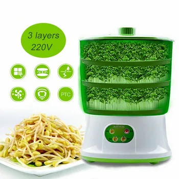 

Automatic Bean Sprout Machine 3 Layers US Plug Multifunctional Homemade Sprout Bud Machine Intelligent Microcomputer Control