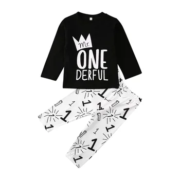 

2PCS Toddler Baby Boys 3M-24M Clothes Sets Letter Print Tops T-shirt Pants Cotton Outfit Set Tracksuit