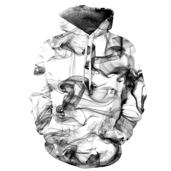 

High quality fashion trend men's light smoke print hoodie 2020 new personality design long-sleeved casual sweatshirt