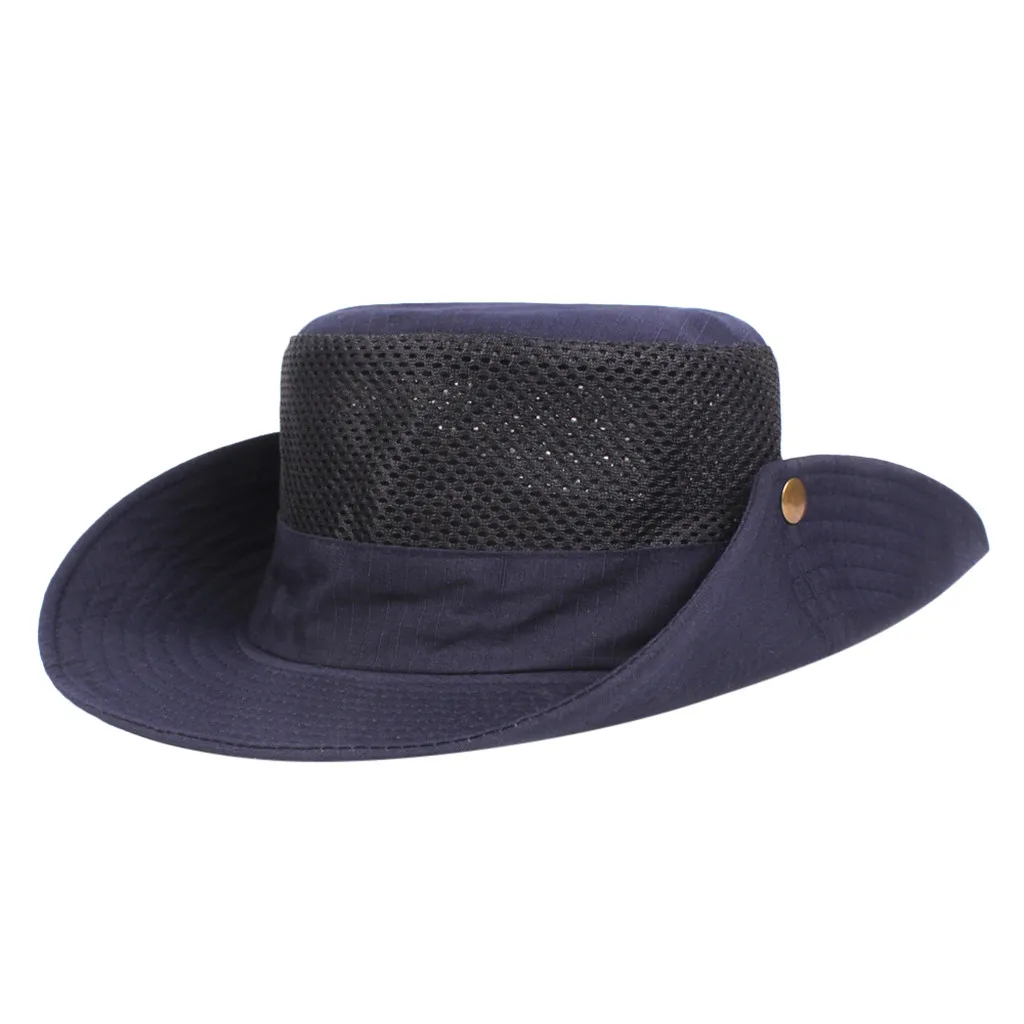 Navy Cap Унисекс, хлопковая Панама, летняя, для улицы, шляпа от солнца, Панама, сетка, регулируемые шапки, солнцезащитная, для сушки, для рыбалки, шапки bob chapeau - Цвет: Navy Cap