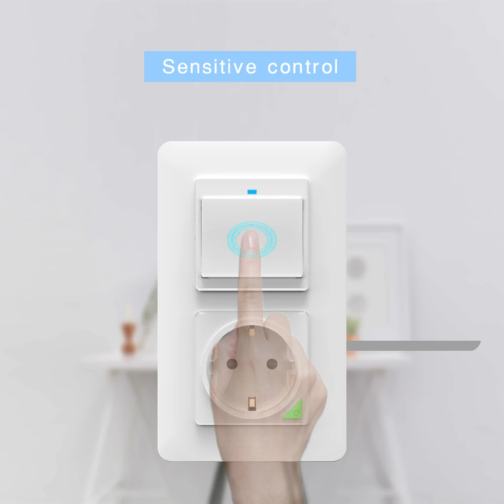 Wall Power Socket Smart EU Wi-Fi Wall-Mounted Power Panel Remote Controll With Button Work with Amazon Alexa Google Assistant