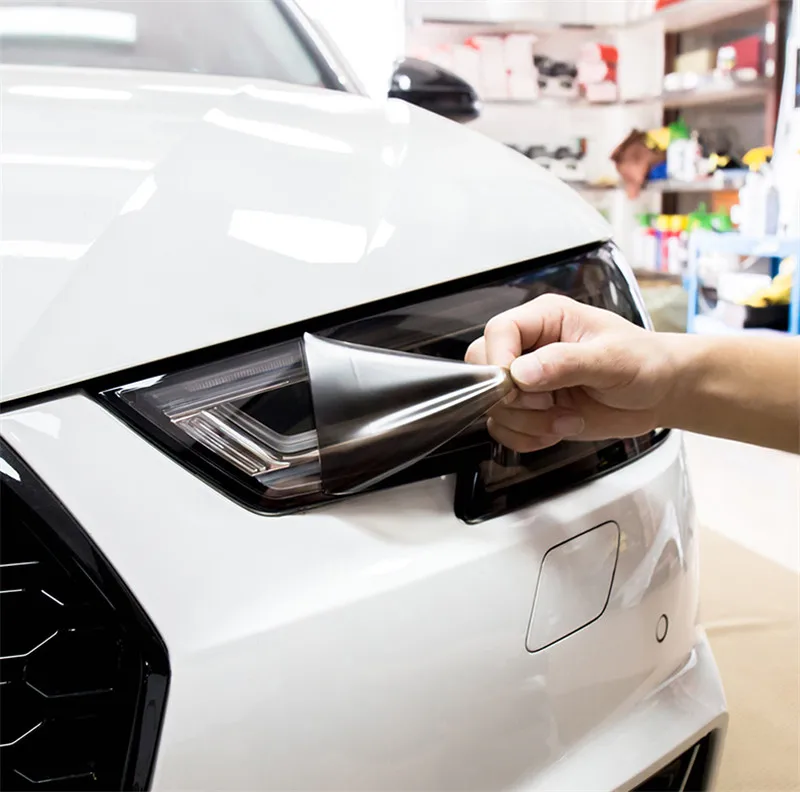 Дымовая черная мембрана для фар, колпаки для AUDI 2009 2010, прозрачная пленка, мембрана для стайлинга автомобилей, Модифицированная
