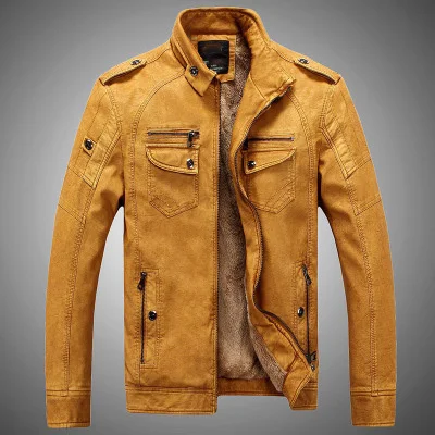 

New Brand Motorcycle Jacket Men Warm Velvet Short Faux Pu Leather Jackets aqueta de couro masculina LX1906