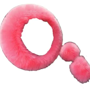 

New Universal Soft Warm Long Wool Fuzzy Steering Wheel Cover Woolen Handbrake Car Accessory Sheep Fur Plush Protector Cover Kit