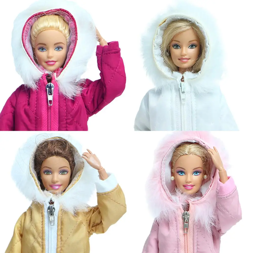 Fashion Multicolor Long Coat Cotton Jacket Zipper Parkas Tops Dress Winter Warm Clothes for Barbie Doll Accessories Kids Toy barbie doll clothes doll clothes doll clothes accessories doll accessories