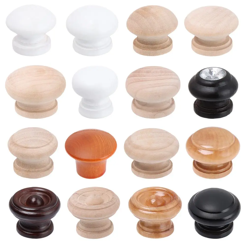 1Pcs Wood Round Cabinet Drawer Knobs Kitchen Cupboard Wardrobe Dresser Furniture Handle Hardware Accessories With Screw cabinet drawer knobs