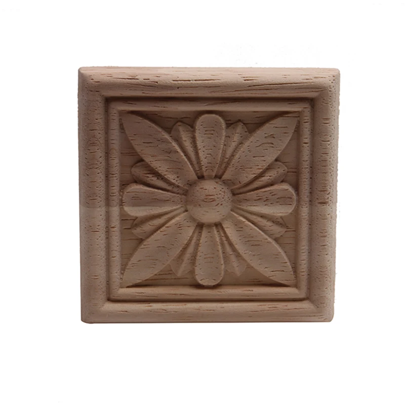 European-style Home Decoration Cabinet Door Bed Decorative Flowers Dongyang Wood Carving White Embryo Long Decals Wood Applique 4