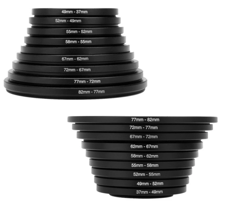 18Pcs Camera Filter Adapter Set Lens 37-82mm Step Up Down Accessories for Canon